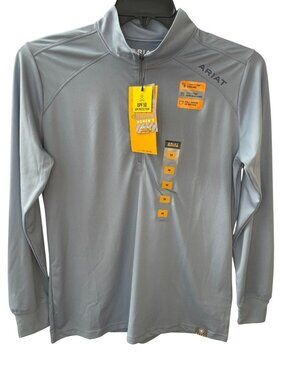 Ariat Rebar Sunblocker 1/2 Zip LS Shirt Rain Washed M UPF 50 Wmn's Sz M $54 NWT